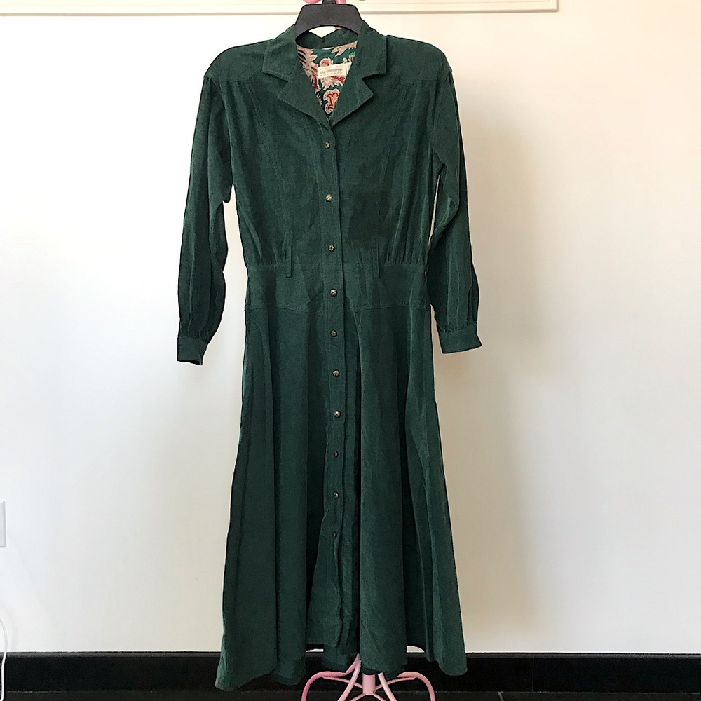 Cottagecore Green Long Sleeve Maxi Button Dress 6P